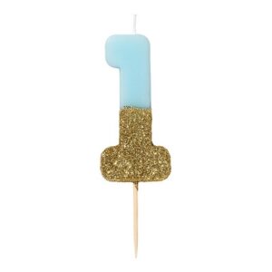 Blauwe glitterkaars #1 Talking Tables