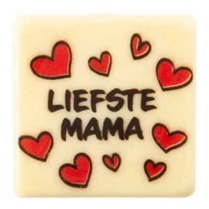 Moederdag: Liefste Mama 3,8x3,8cm (chocolade) 2/set