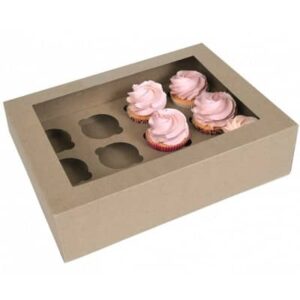 Cupcake box voor 12 cupcakes eco-line kraft