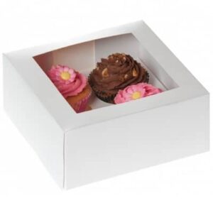 Cupcake box voor 4 cupcakes wit