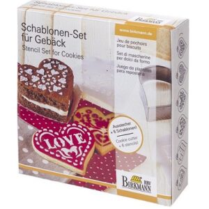 Koekjesuitsteker Hart met sjablonen (set van 7 stuks) 9 cm