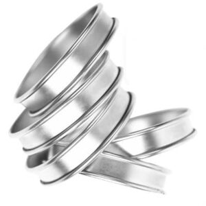Set van 6 taartringen met geplooide boorden Ø6cm H1,6cm