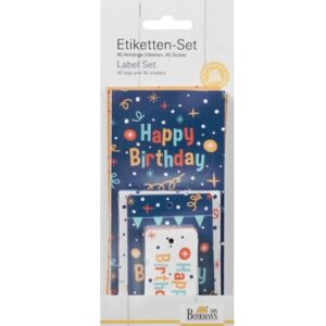 Set met labels en gifttags 'Happy Birthday' (set van 80 stuks)