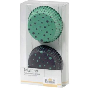 Cups voor muffins/cupcakes 'Aqua / blauw', gestipt 7 cm