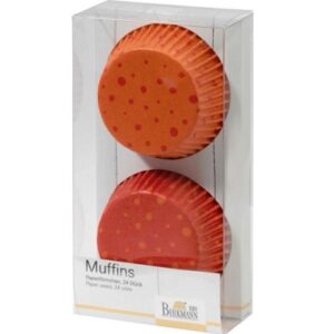Cups voor muffins/cupcakes 'Oranje gestipt' 7 cm