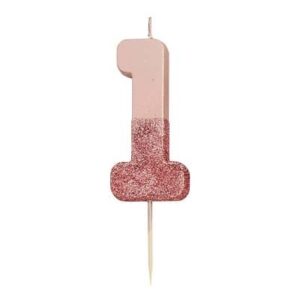 Oud roze glitterkaars #1 Talking Tables