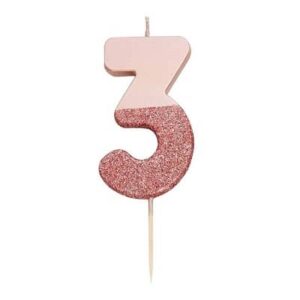 Oud roze glitterkaars #3 Talking Tables