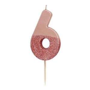 Oud roze glitterkaars #6 Talking Tables
