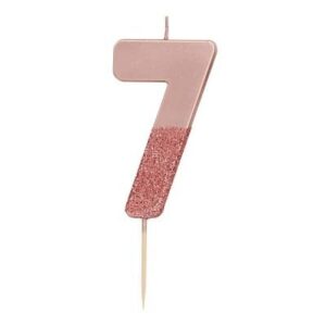Oud roze glitterkaars #7 Talking Tables