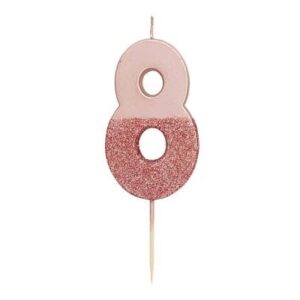 Oud roze glitterkaars #8 Talking Tables
