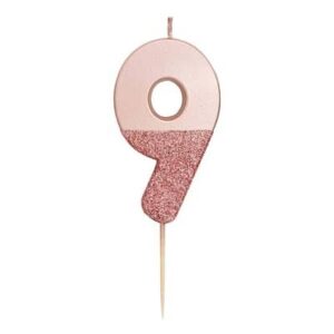 Oud roze glitterkaars #9 Talking Tables