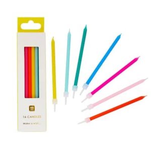 Lange kaarsjes in regenboogkleuren 10cm (16 stuks)