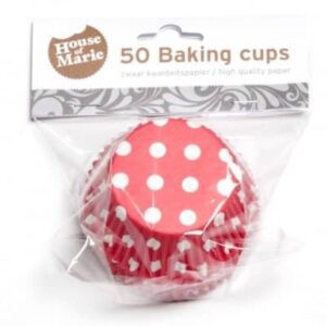 Cupcake cups rood met stip 50x33mm (50stuks)