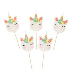 Schattige unicorn kaarsjes (5 stuks)