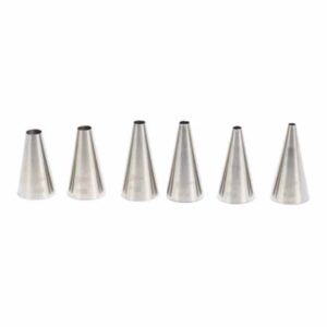 Set van 6 effen spuitmondjes, inox Patisse