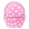 Cupcake cups Babyroze met witte stip 50x33mm (50 stuks)