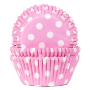 Cupcake cups Babyroze met witte stip 50x33mm (50 stuks)