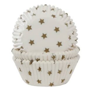 Cupcake cups Wit met gouden ster 50x33mm (50 stuks)